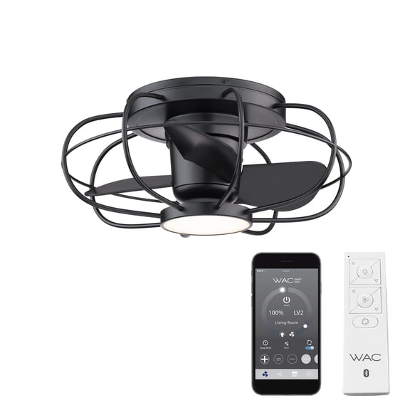 Aella Indoor and Outdoor 3-Blade Smart Caged Ceiling Fan 22in Matte Black with 3000K LED Light Kit and Remote Control