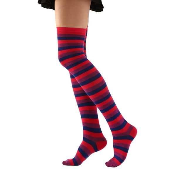Aellinatey 1 Pair Thigh High Socks,Women Girl Knee High Socks Striped Long Boot Socks