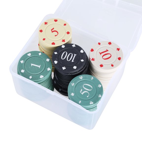Aellinatey 100Pcs Casino Poker Chip Game Chip Teaching Coin Plastic Counting Counters