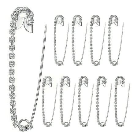 Aellinatey 10Pieces Delicate Rhinestones Brooch Pins Sweater Clip For Women's Apparel