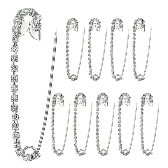 Aellinatey 10Pieces Delicate Rhinestones Brooch Pins Sweater Clip For Women's Apparel