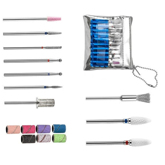 Aellinatey 10pcs Home Salon Nail Drill Bits Set Sanding Bands Kit Acrylic Gel Art Tools