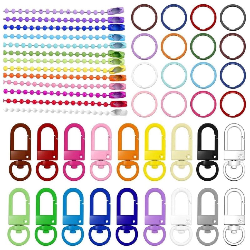 Aellinatey 160 Pieces Rainbow Keychain Components, Swivels Clasps and ...