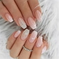thumbnail image 1 of Aellinatey 24Pcs French False Nail with Glitters Powder Full Cover Glossy Stick on Nail, 1 of 5
