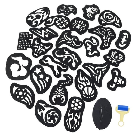 Aellinatey 25PCS Hair Tattoo Template Hair Trimmer Carved Coloring Cool Hairstyling Tool
