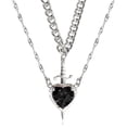thumbnail image 1 of Aellinatey 2Pcs Creative Heart Meets Swords Necklace Set For Unique And Meaningful Style, 1 of 11