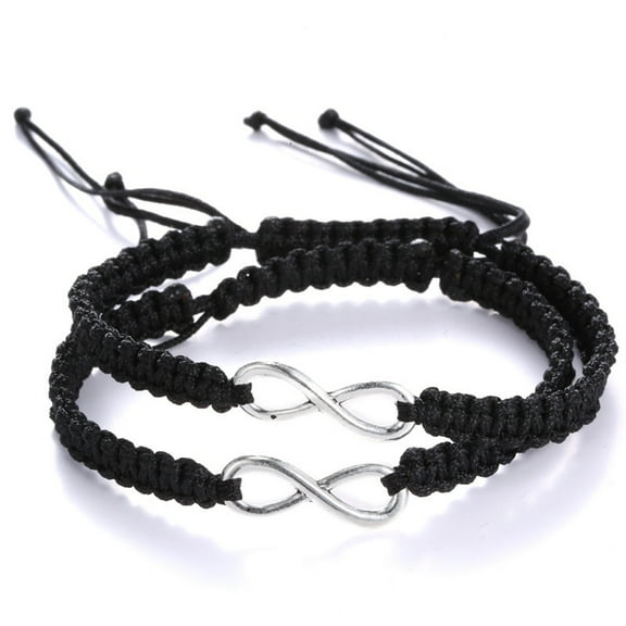 Aellinatey 2pcs/set Figure8 Couple Matching Bracelets for Infinity Love Adjustable Braided