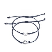 Aellinatey 2x Couple Bracelets Handmade for Sun Moon Bracelet Braided Rope Charm for Women
