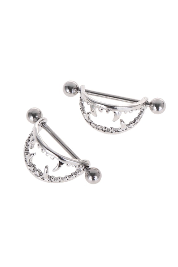 2x Nipple Piercing Barbell Women Mouth for Sharp Teeth Bars Shield Nipple Rings