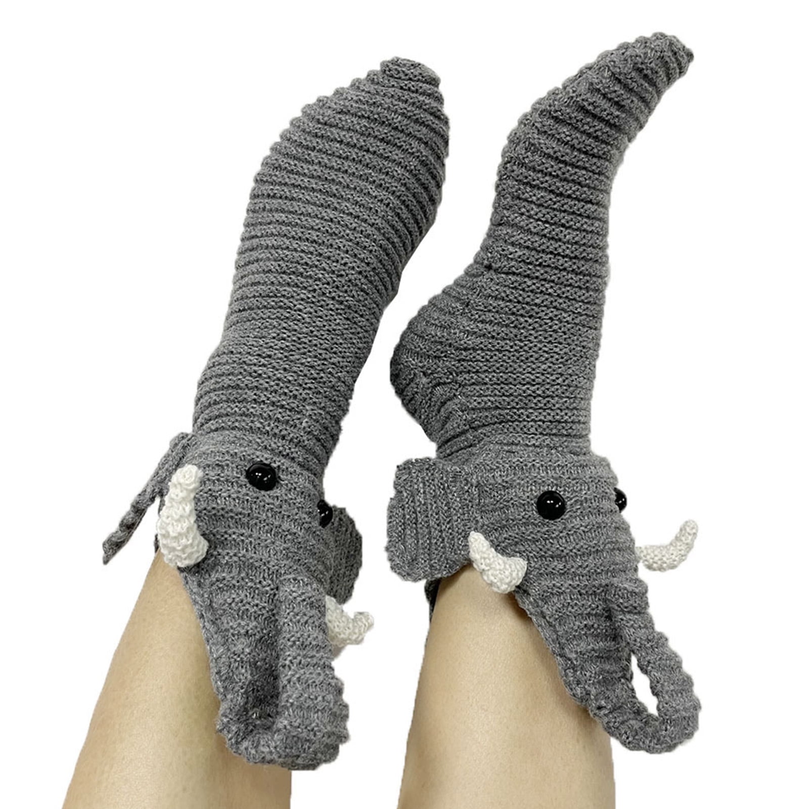 Aellinatey 3D Cute Elephant Socks Knitted Animal Pattern Floor Socks
