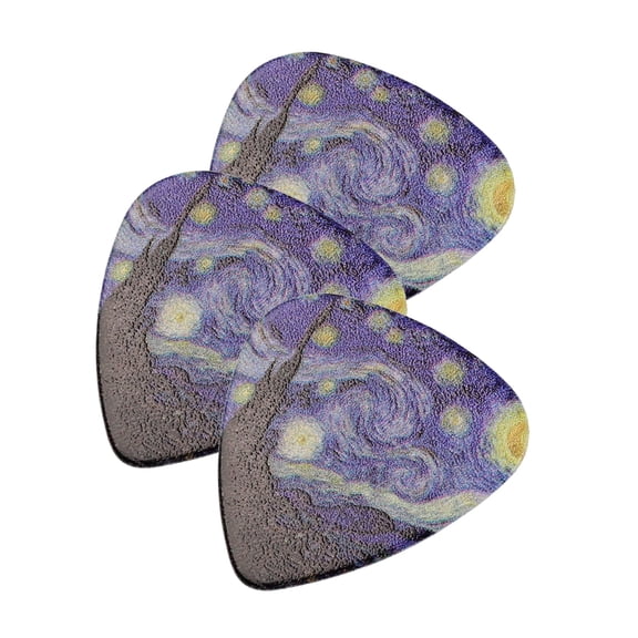 Aellinatey 3Pcs Unique Starry Folk Guitar Plectrum Thin and Heavy Pick for Electric, Acoustic Guitar, Mandolin and Bass