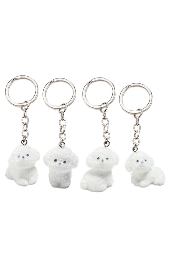 4Pcs Animal Keychain Dog Pendant Keyring Plush Key Chain Decoration for Phone