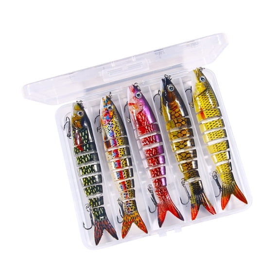 Aellinatey 5Pcs Fishing Segment Swimbait Tackle Artificial Angling Lures Saltwater Multiple Sections Baits Fishhooks Fishing Lures