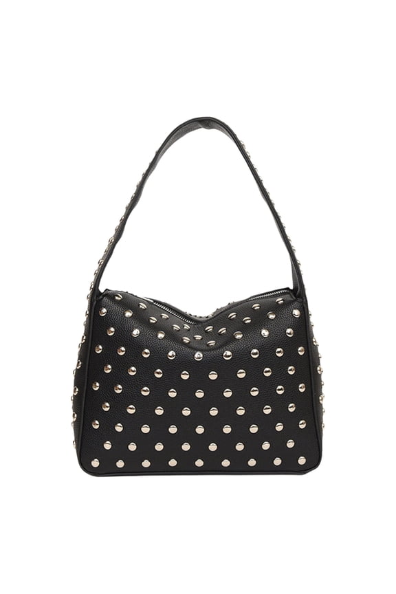 90s Punk Style Small Shoulder Purse with Studded Designs for Women PU Handbag