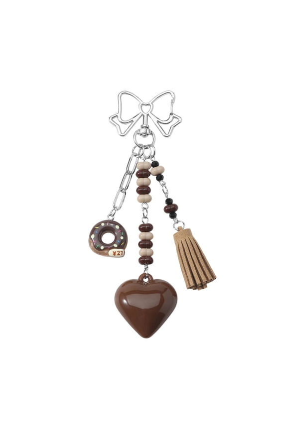 Adorable Beaded Heart Keychain With Mini Mirror For Bag Charm Key Holder
