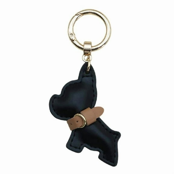 Aellinatey Adorable Miniature French Bulldog Keychain PU Leather Key Holder Bag Pendant