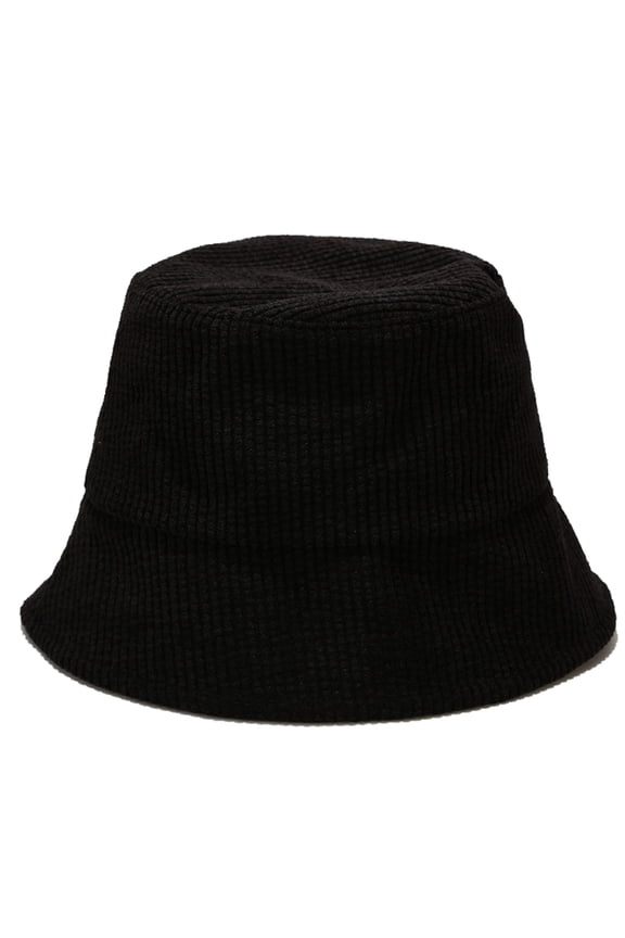 Adult Winter Ribbed Velvet Bucket Hat Solid Color Sunscreen Panama Fisherman Cap