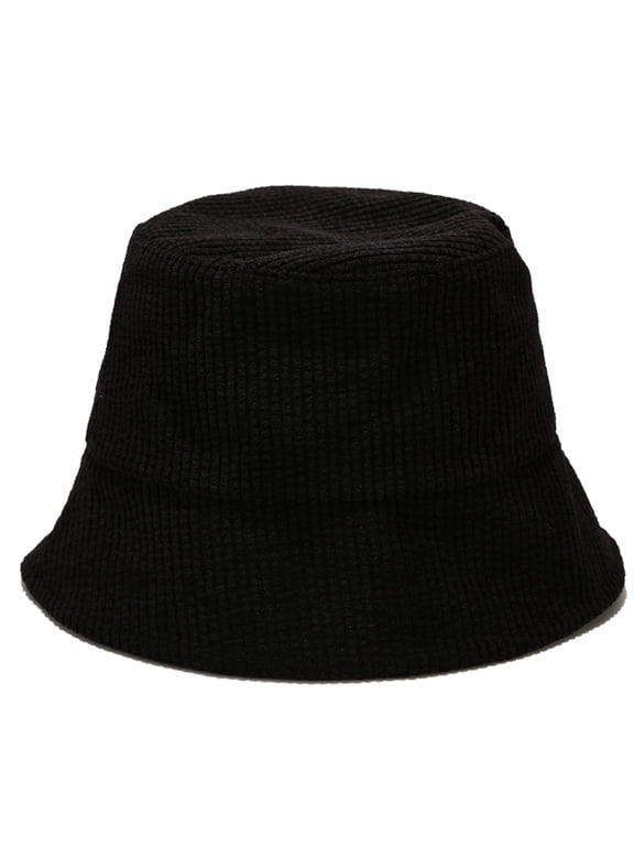 Adult Winter Ribbed Velvet Bucket Hat Solid Color Sunscreen Panama Fisherman Cap