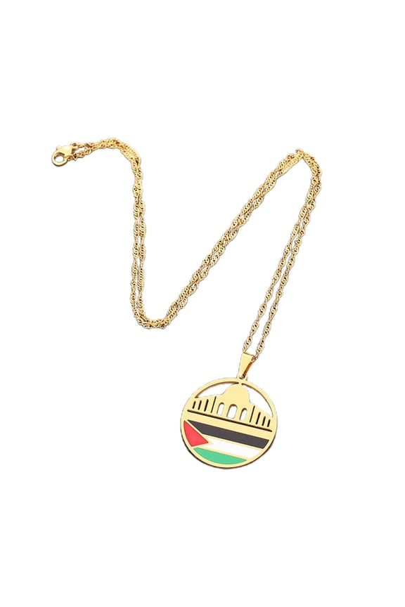 Al Aqsa Mosque Map Pendant Choker Clavicle Chain for Women Peace Lover Gift