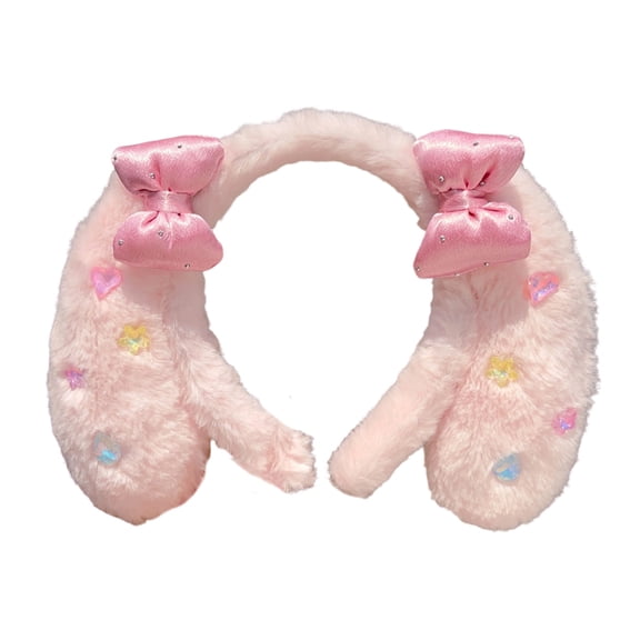 Aellinatey Anime Plush Bowknot Hairband Hair Styling Accessory with Glittering Crystals