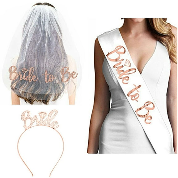 Aellinatey Bachelorette Party Decorations Kits Sash Short Veil and Crown Tiaras Set