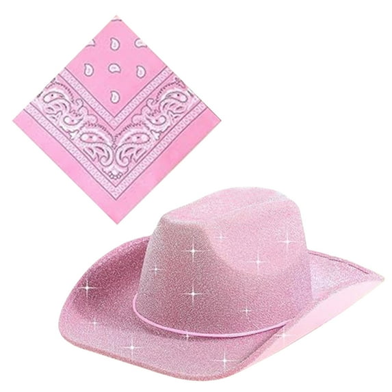 Aellinatey Bandana Cowboy Hats Glitter Party Hat Bride Hat for Wedding Music Festival