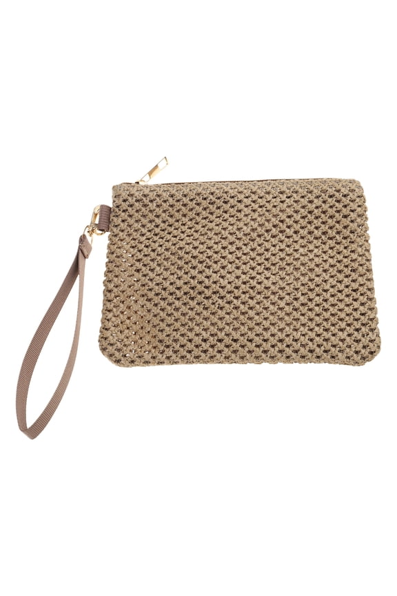 Beach Essential Straw Clutch Bag Lightweight Wristlet Small Handbag for Women