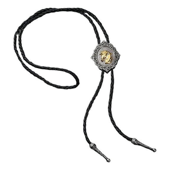 Aellinatey Bolo Tie Western Cowboy Leather Rope Vintage Cow Horse Badge Jewelry Necktie