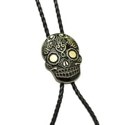 Aellinatey Bolo Tie for Men Western Cowboy Style Necktie with Relief Skull Buckle Decors