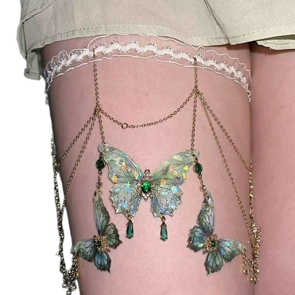 Aellinatey Butterfly Tassels Thigh Chain Adjustable Metal Leg Chain Unique Body Accessory