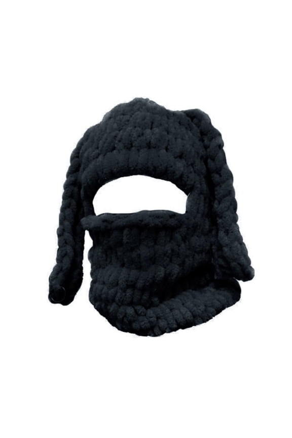 Casual Cartoon Bunny Ear Hat Knitted Windproof Hat for Late Autumn Winter Wear