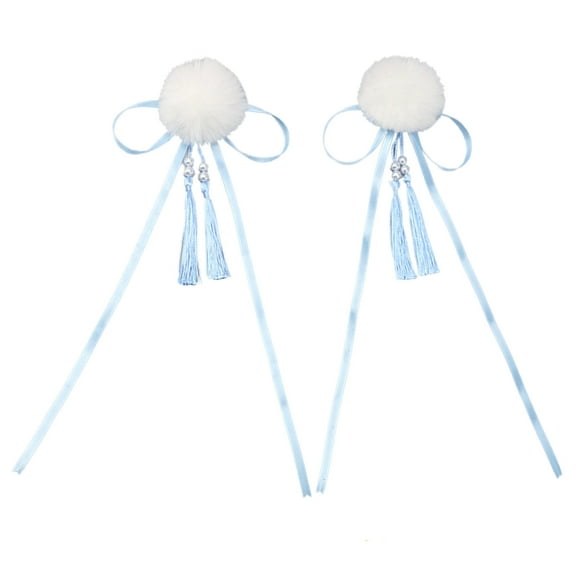 Aellinatey Chinese Tassel Hair Clip Plush Ball Hairpin Pompom Barrette Ribbon Hair Clip