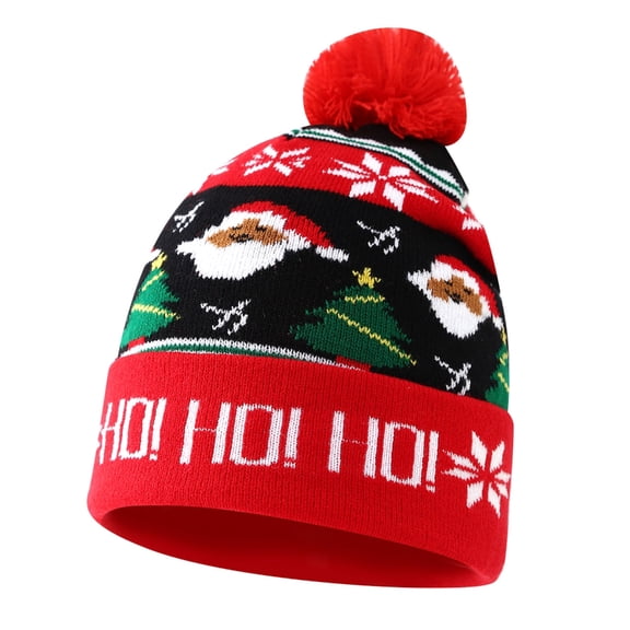 Aellinatey Christmas Acrylic Knit Beanies Hat Santa Adjustable Size Easy Wash Care