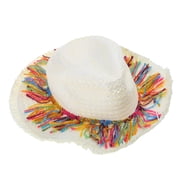 Aellinatey Cinco de Mayo Straw Hat Fedoras Beach Hat Colorful Tassel Mexicans Starw Hat