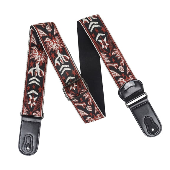 Aellinatey Comfortable Guitar Weave Strap Cotton Weaving Breathable Leather Ends Strap