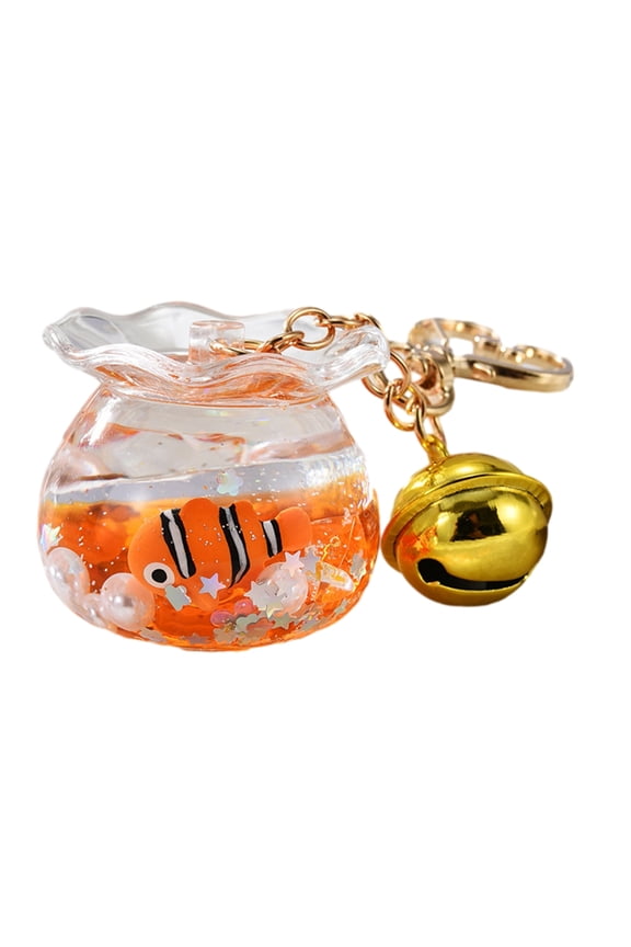 Creative Acrylic Bottle Fish Tank Keychain Liquid Quicksand Key Chain Bag Charm