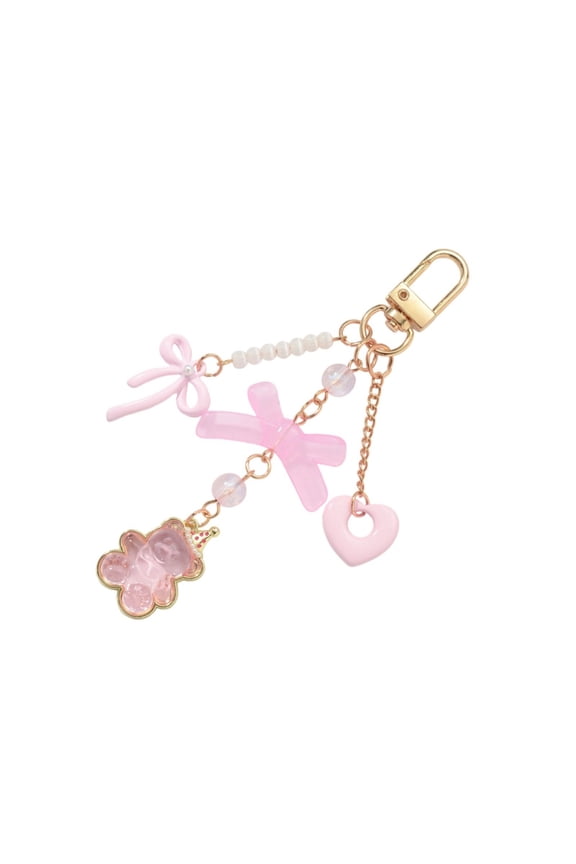 Cute Bear Bows Heart Keychain Aesthetic Keychain Accessories Car Key Rings