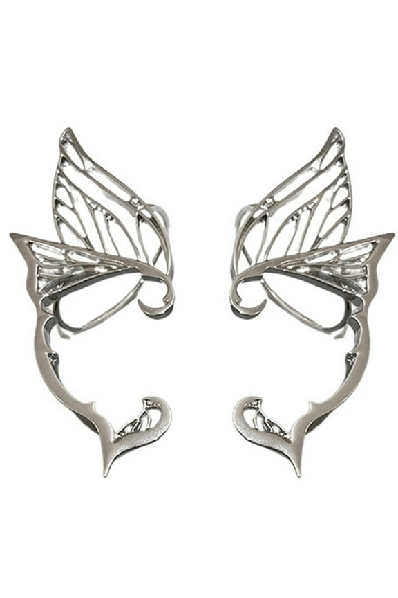 Cute Elf Ear Cuffs Butterfly Ear-Clips Wrap Around Halloween-Cosplay Earrings