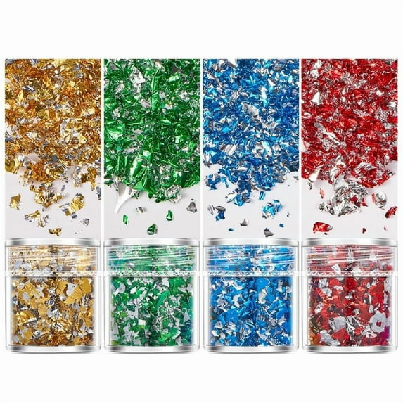 Aellinatey Dazzling Golden Flakes Glitter Leaf Sheets for Projects and Artistic Creation