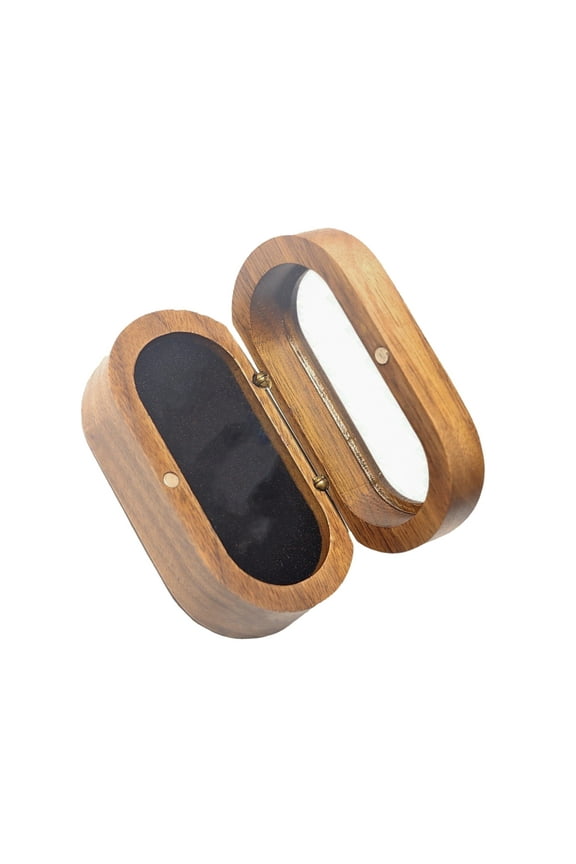 Delicate Wood Rings Holder with Clear Window Black Walnut Wedding Rings Holder