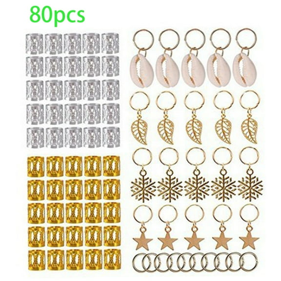 Aellinatey Dreadlocks Jewelry Braids Metal Cuffs Rings Clips Shells for Hair Beard Decor
