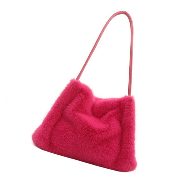 Aellinatey Elegant Furry Plush Bucket Purse for Modern Women Winter Shoulder Bag Handbag