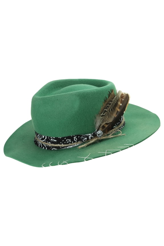 Elegant Homburg Hat for Men Women Wool Hat Vintage Fedoras Feather Costume