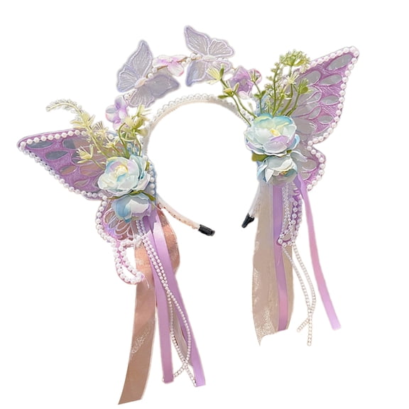 Aellinatey Elegant Pearls Butterfly Princess Headpieces Pageant Prom Party Shows