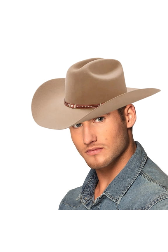 Elegant Rolled Brims Cowboy Hats Cow Pattern Felts Hat Western Hat for Girl