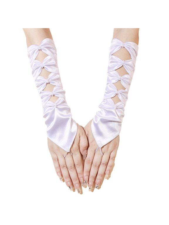 Elegant Style Bridal Gloves Soft Bows Design Wedding Ceremony Wear