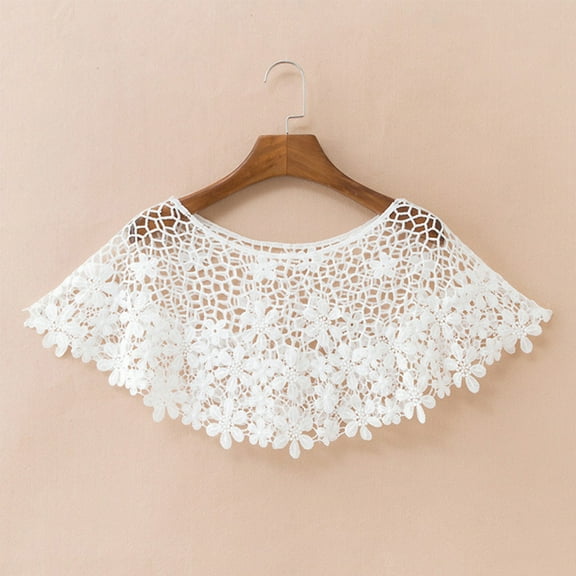 Aellinatey Embroidery Floral Lace Shawl Wrap Shrug Mesh Tassel Wedding Capelet Cover Up