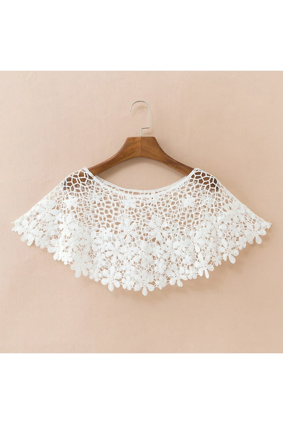 Embroidery Floral Lace Shawl Wrap Shrug Mesh Tassel Wedding Capelet Cover Up
