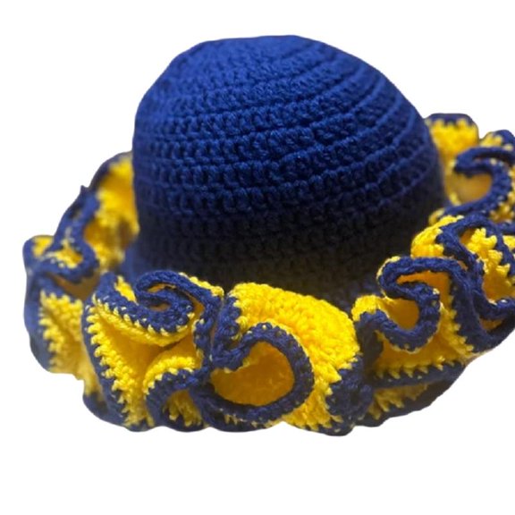 Aellinatey Exaggerated Ruffle Trim Sun Hat Crochet Bucket Hat Female Patchwork Photo Hat