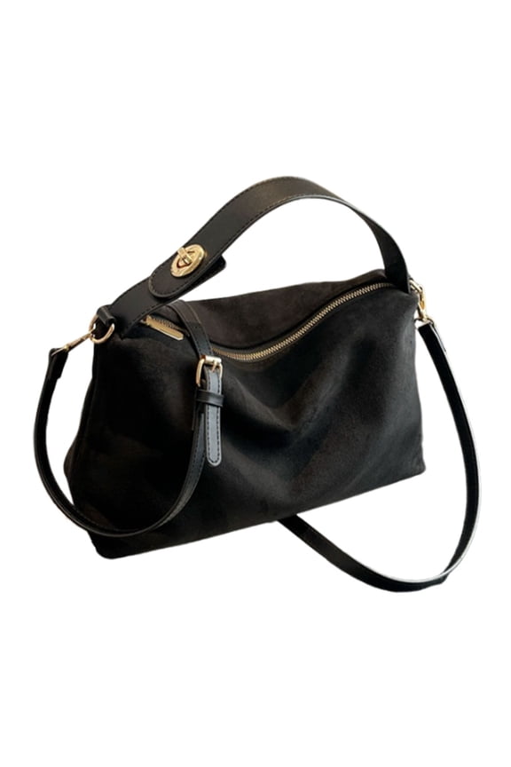 Fashion Faux Sueded Leather Crescent Handbag Casual Women's Shoulder Bag Purse